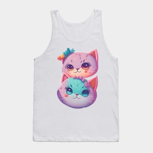 Cute Kawaii Cats Pattern Tank Top